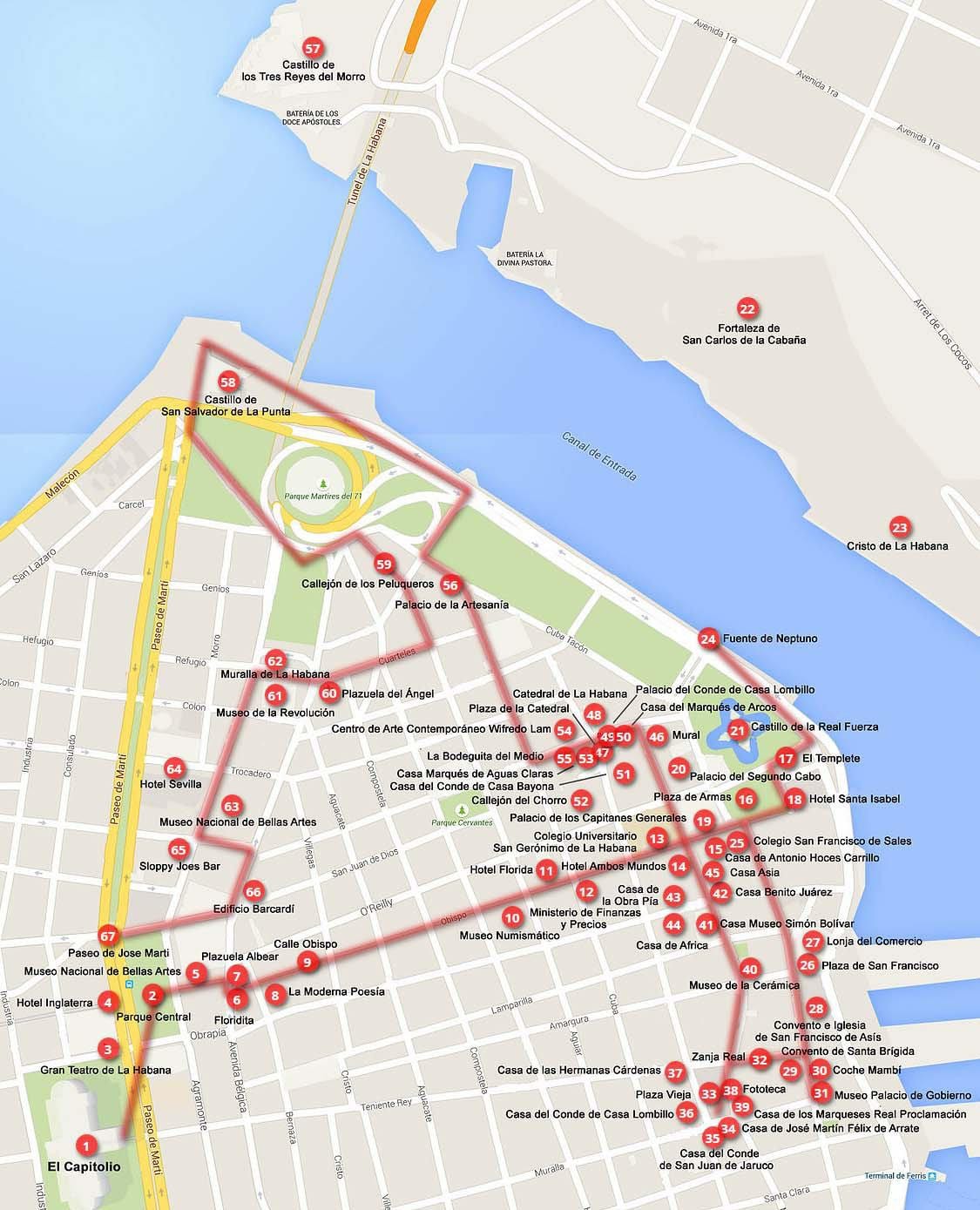 peta Havana berjalan tour